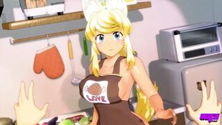 Wolf Girl Wags Her Tail Happily For The Food You Bring Her And Thanks You With Her Big Tits - Hentai Pros