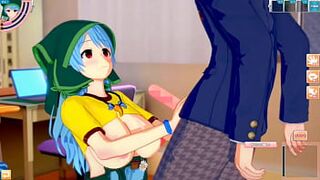 [Eroge Koikatsu! ] Touhou Project Sex after rubbing Haniyasu-hiko's boobs and having him serve as a standing handjob blowjob! Big Breasts Hentai [Hentai Game Toho]