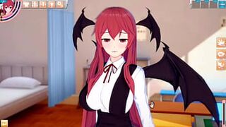 [Eroge Koikatsu! ] Touhou project Sex after rubbing the boobs of a small devil and having him serve as a standing handjob blowjob! Big breasts anime [hentai game]