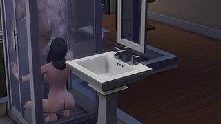 She likes to take cock in mouth in the shower