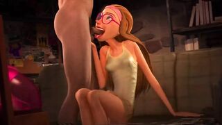 Nerdy Slut Doing Her Best To Deep Throat A Cock